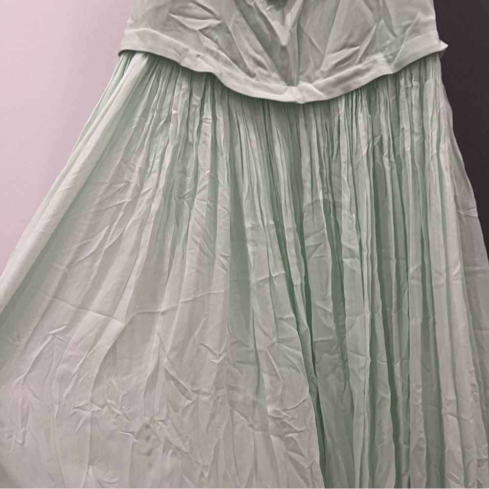 NWT Helsa Maxi Dress Gallery Mint Green Halter Off Shoulder Wedding Guest M - Picture 11 of 12